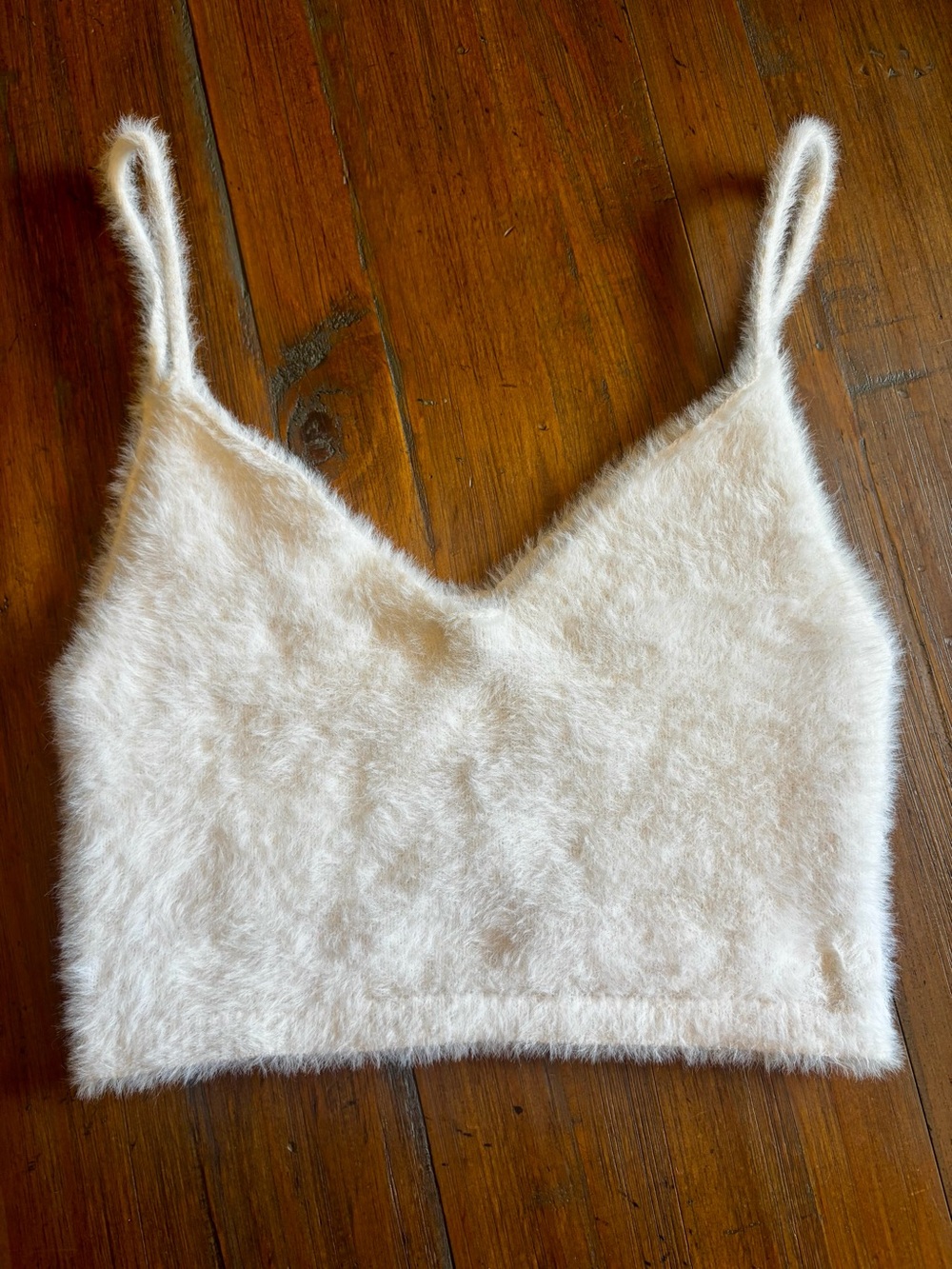 For love and lemons fuzzy white crop top